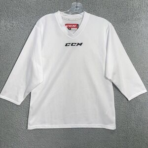 CCM Hockey Shirt Youth S/M White Center Logo 5000 Practice Jersey‎